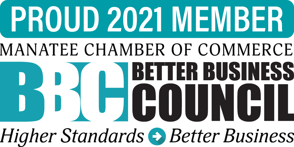 2021 Manatee Chamber Better Business Council Proud Member Logo Bradenton Florida Lakewood Ranch Parrish Ellenton Palmetto Anna Maria Island Higher Standards BBC
